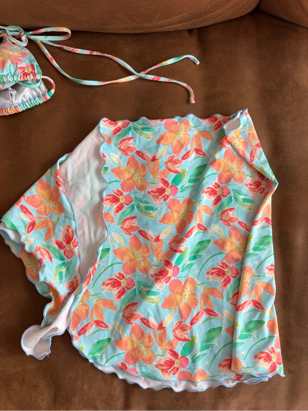 Princess Polly Floral Swim Sarong in Aqua, Coral & Green